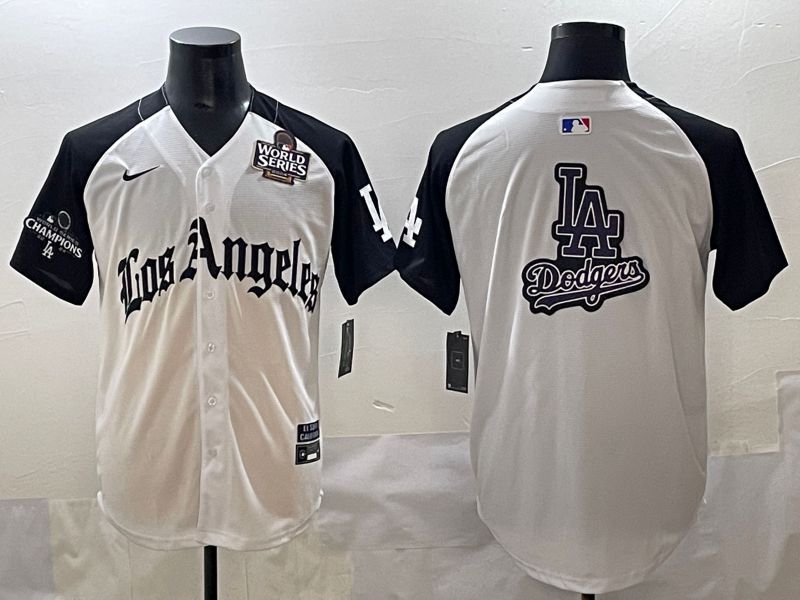Men 2025 Los Angeles Dodgers Blank White black Five generations Joint Name Nike MLB Jersey style 52623->los angeles dodgers->MLB Jersey
